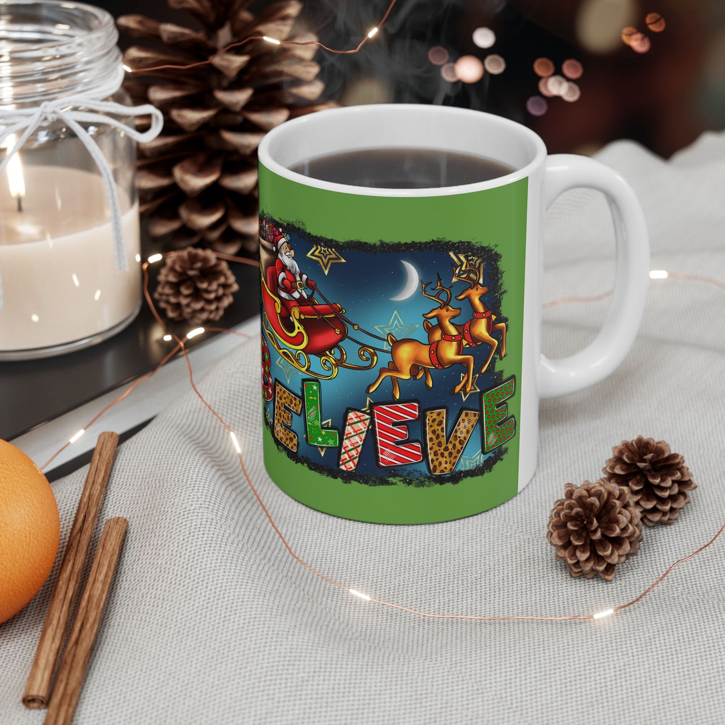 Merry Chritsmas Mug 11-15 Onces Green