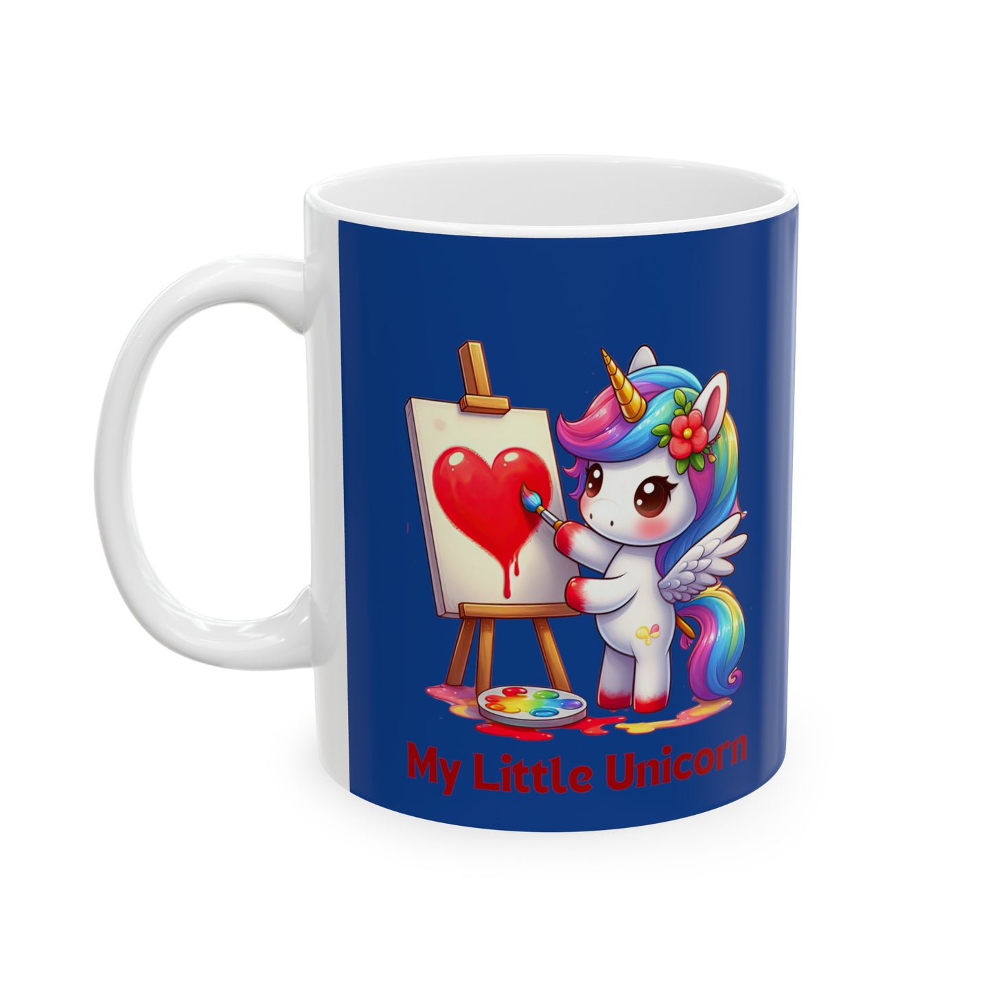 My Little Unicorn Heart Mug 11 Ounces Dark Blue