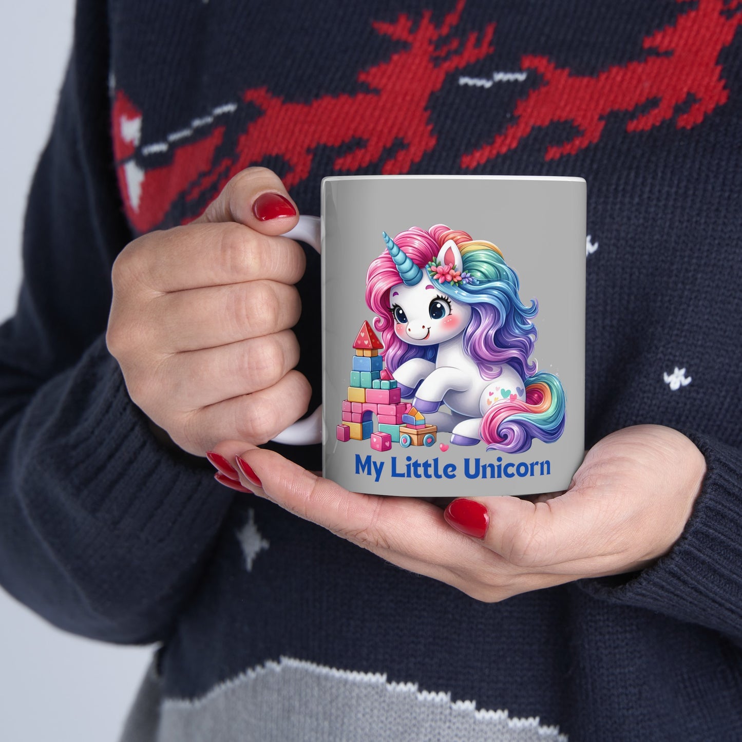 My Little Unicorn Castle Mug 11 Ounces Light Grey