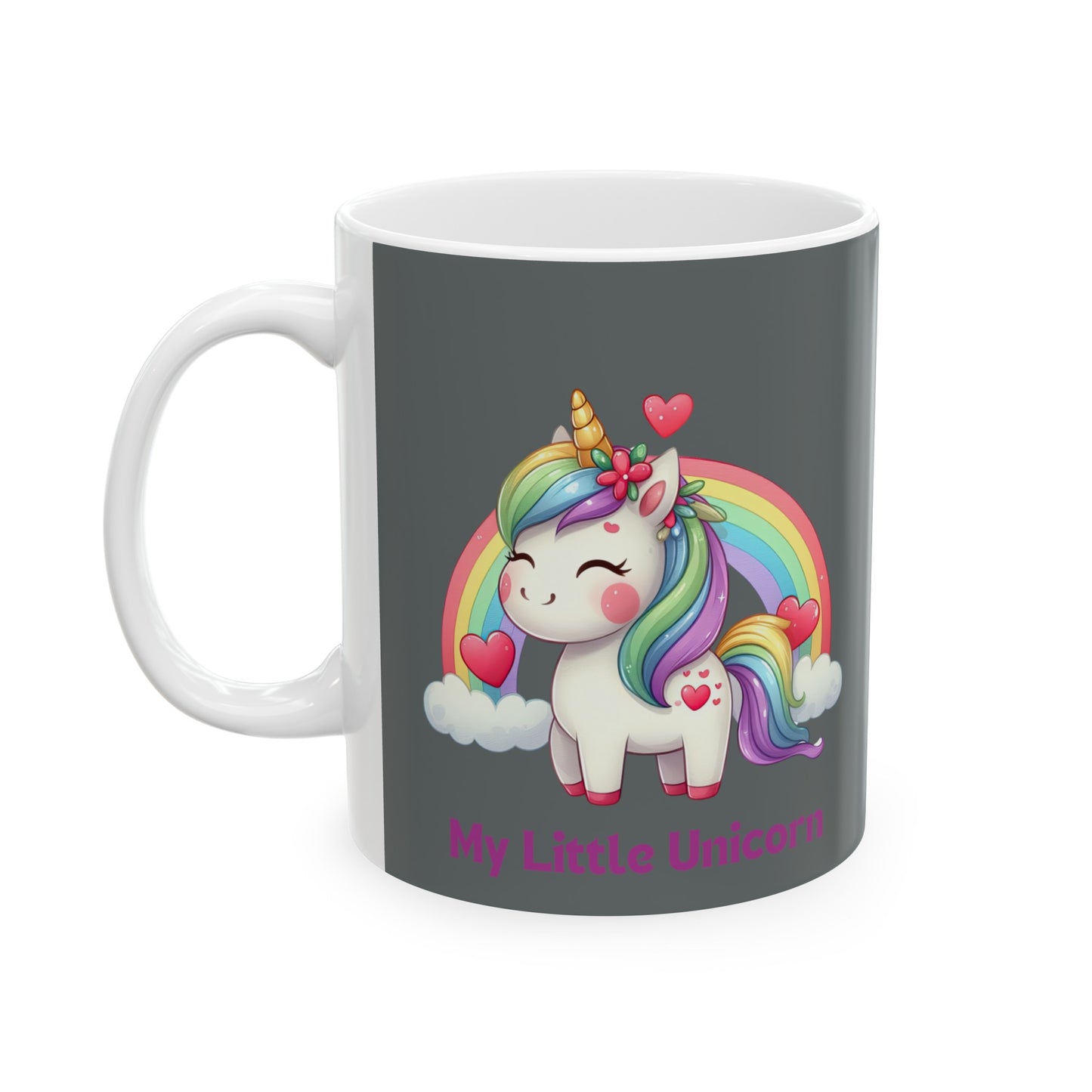 My Little Unicorn Rainbow Mug 11 Ounces Dark Grey