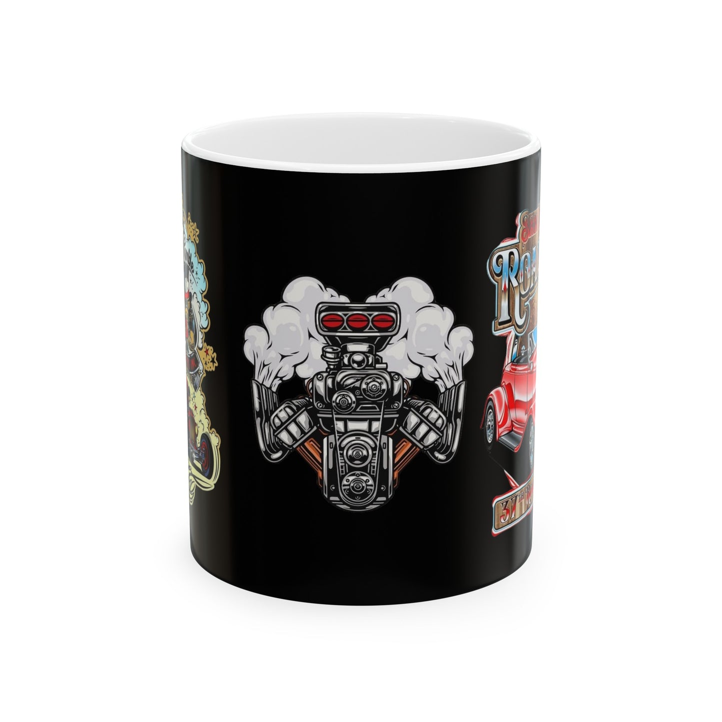 Roadsters Engine Mug 11 Ounces Black