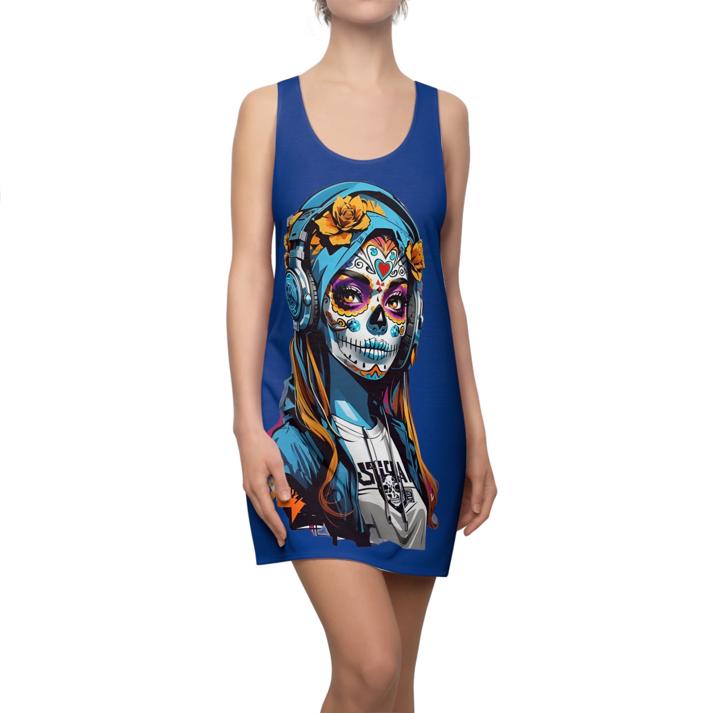 Face Music Women's Cut and Sew Racerback Dress Dark Blue