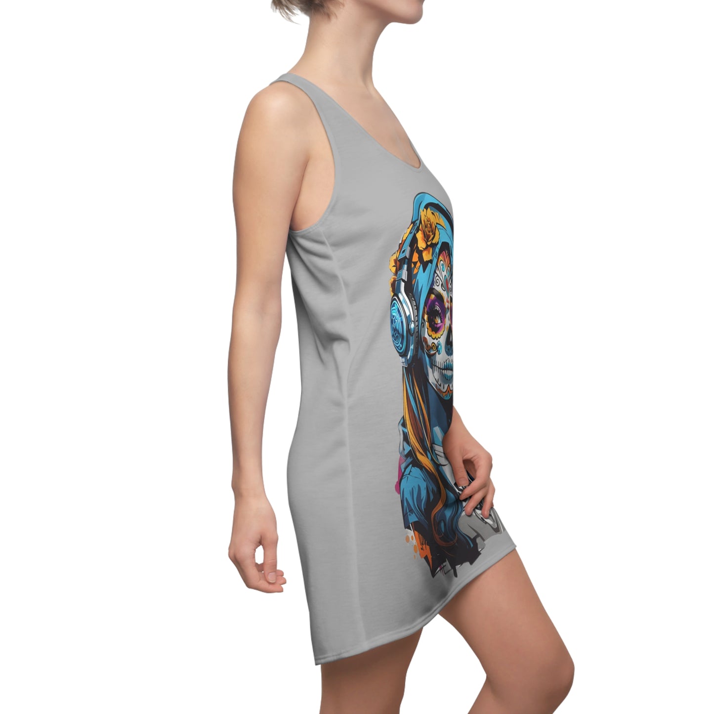 Face Music Women's Cut and Sew Racerback Dress Light Grey