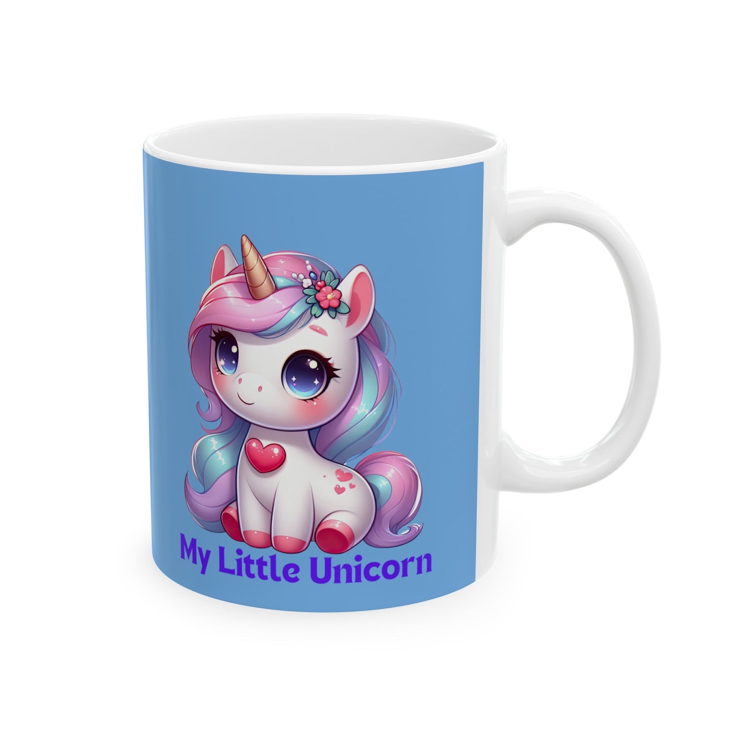 My Little Unicorn Heart Mug 11 Ounces Light Blue