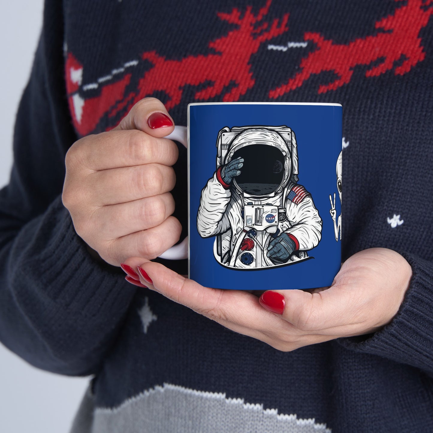 Nasa Alien Mug 11 Ounces Dark Blue