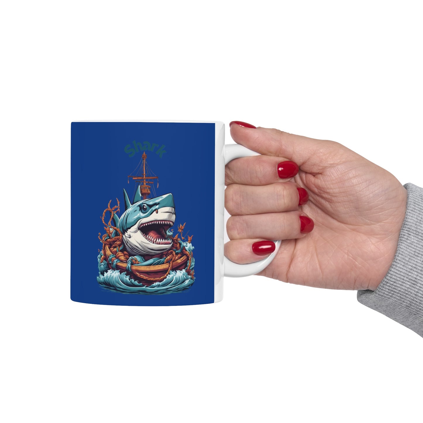 Shark Mug 11 Ounces Dark Blue