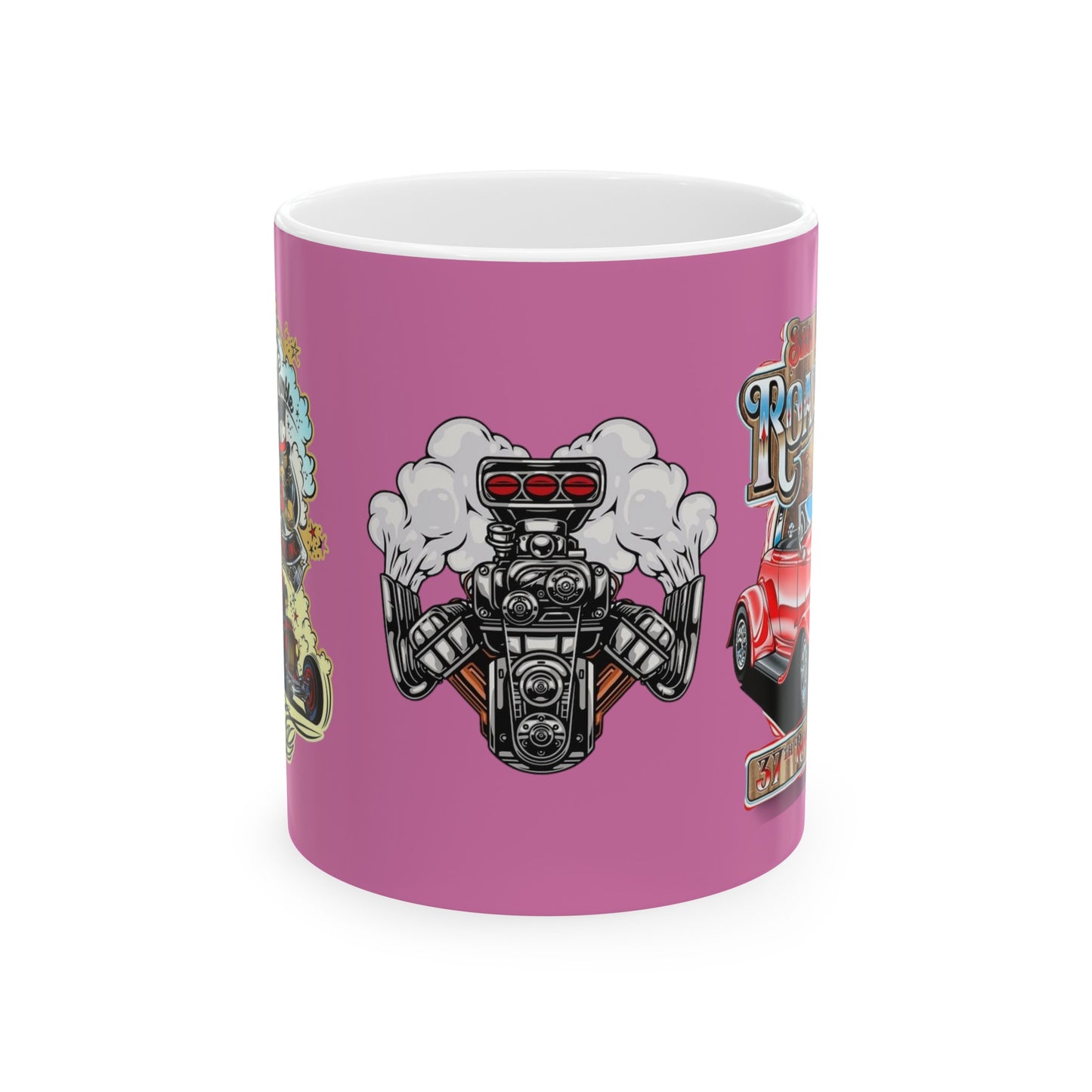 Roadsters Engine Mug 11 Ounces Light Pink