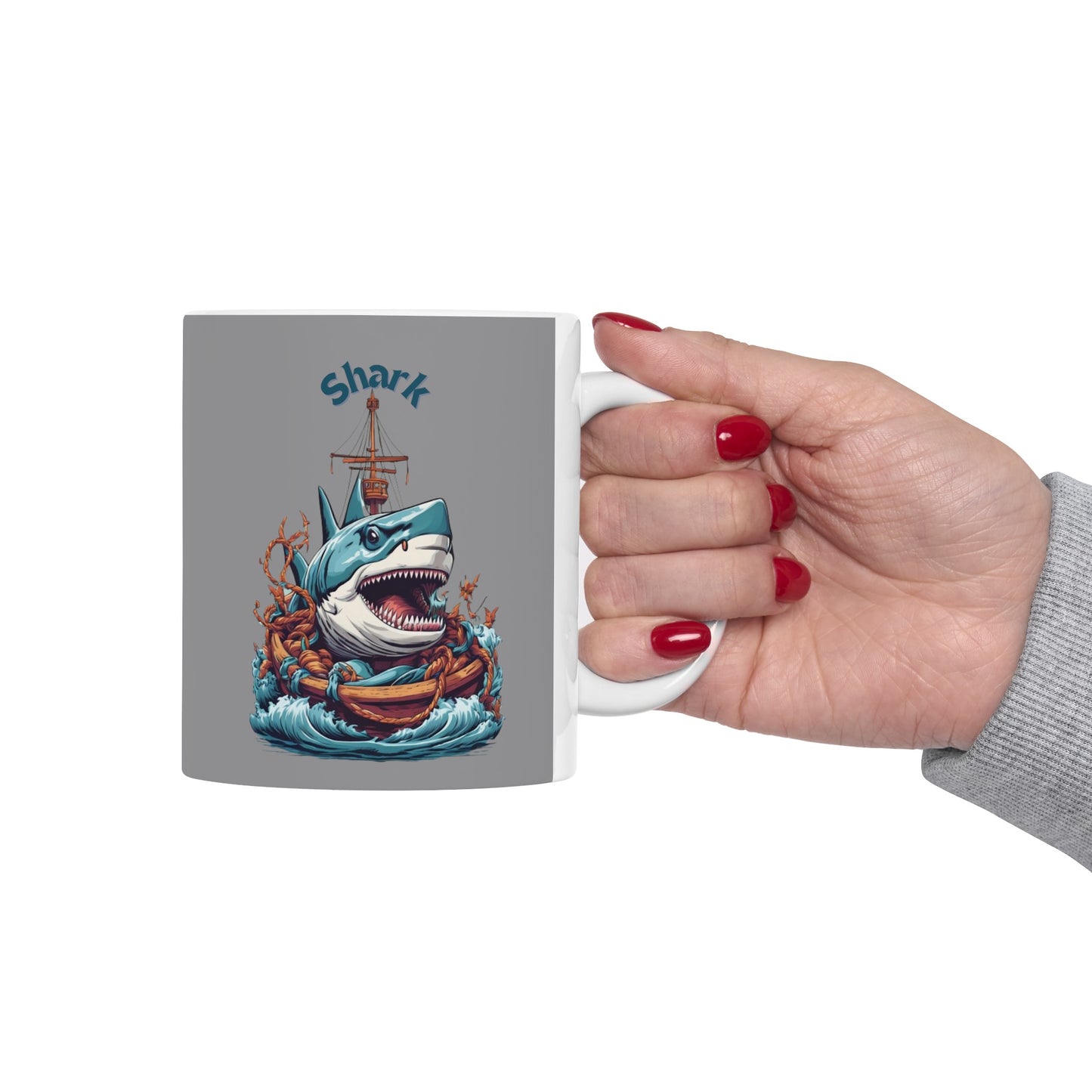 Shark Mug 11 Ounces Grey