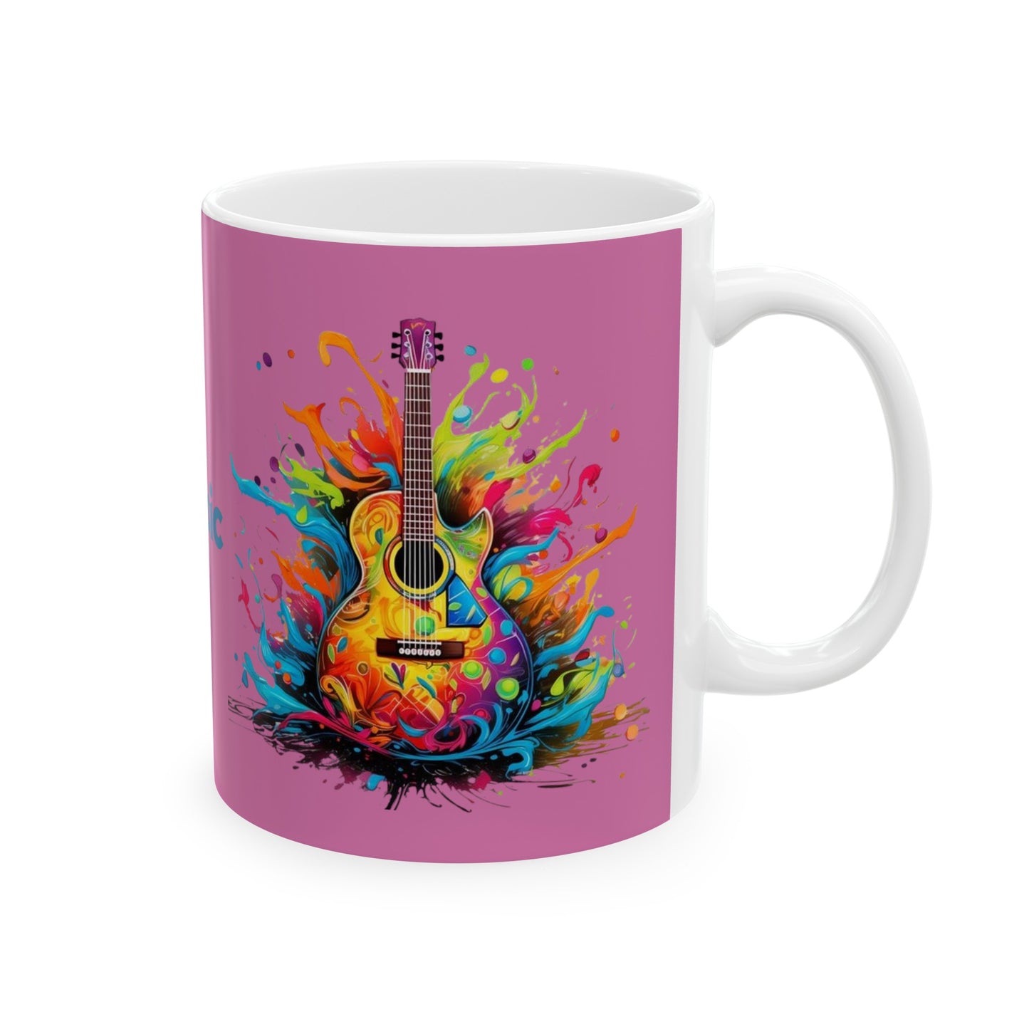 I Love Music Mug 11 Ounces Light Pink