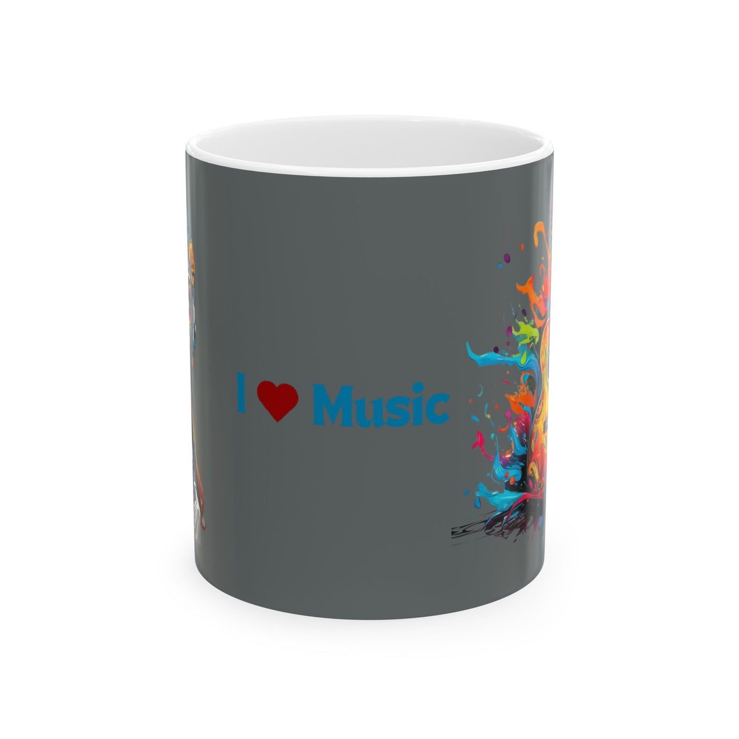 I Love Music Mug 11 Ounces Dark Grey