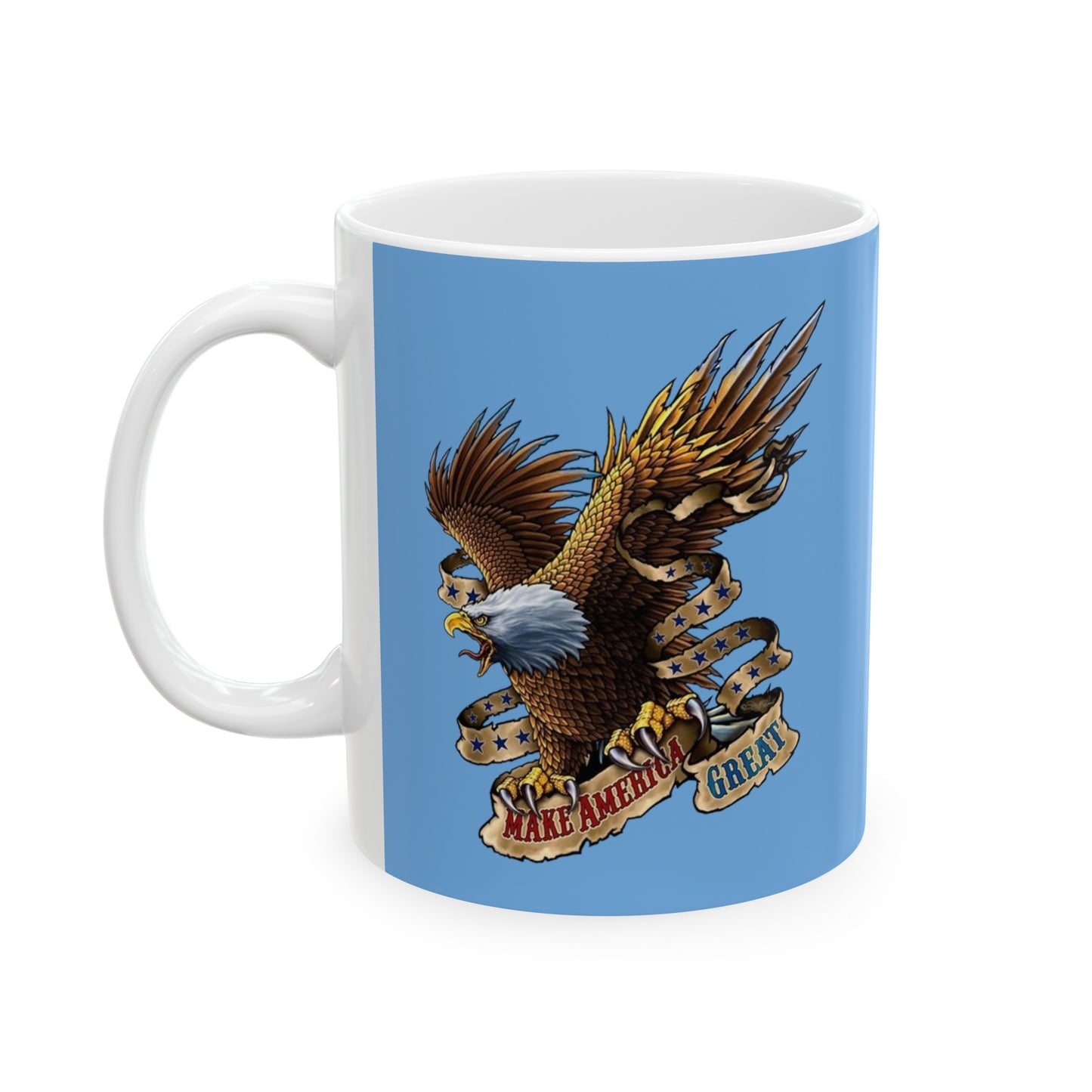 Eagle Make America Great Mug 11 Ounces Light Blue