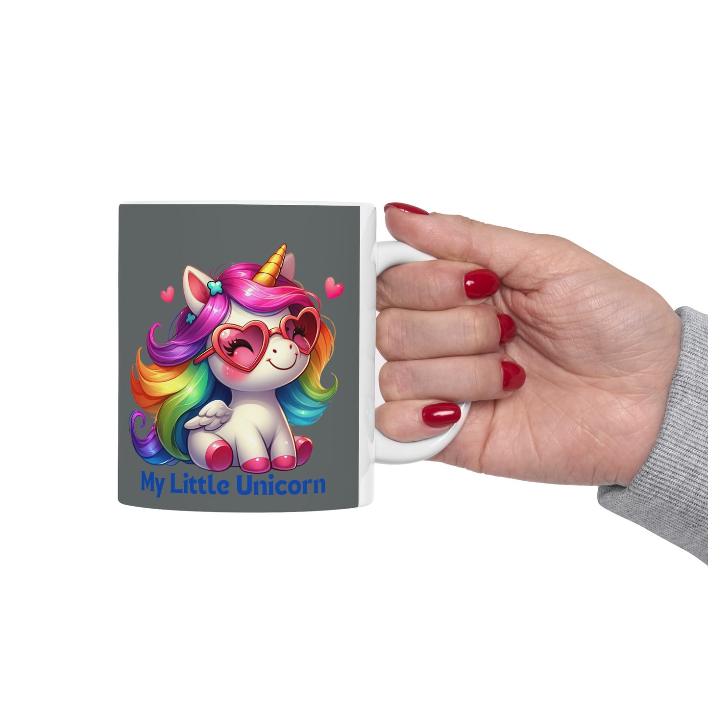 My Little Unicorn Rainbow Mug 11 Ounces Dark Grey