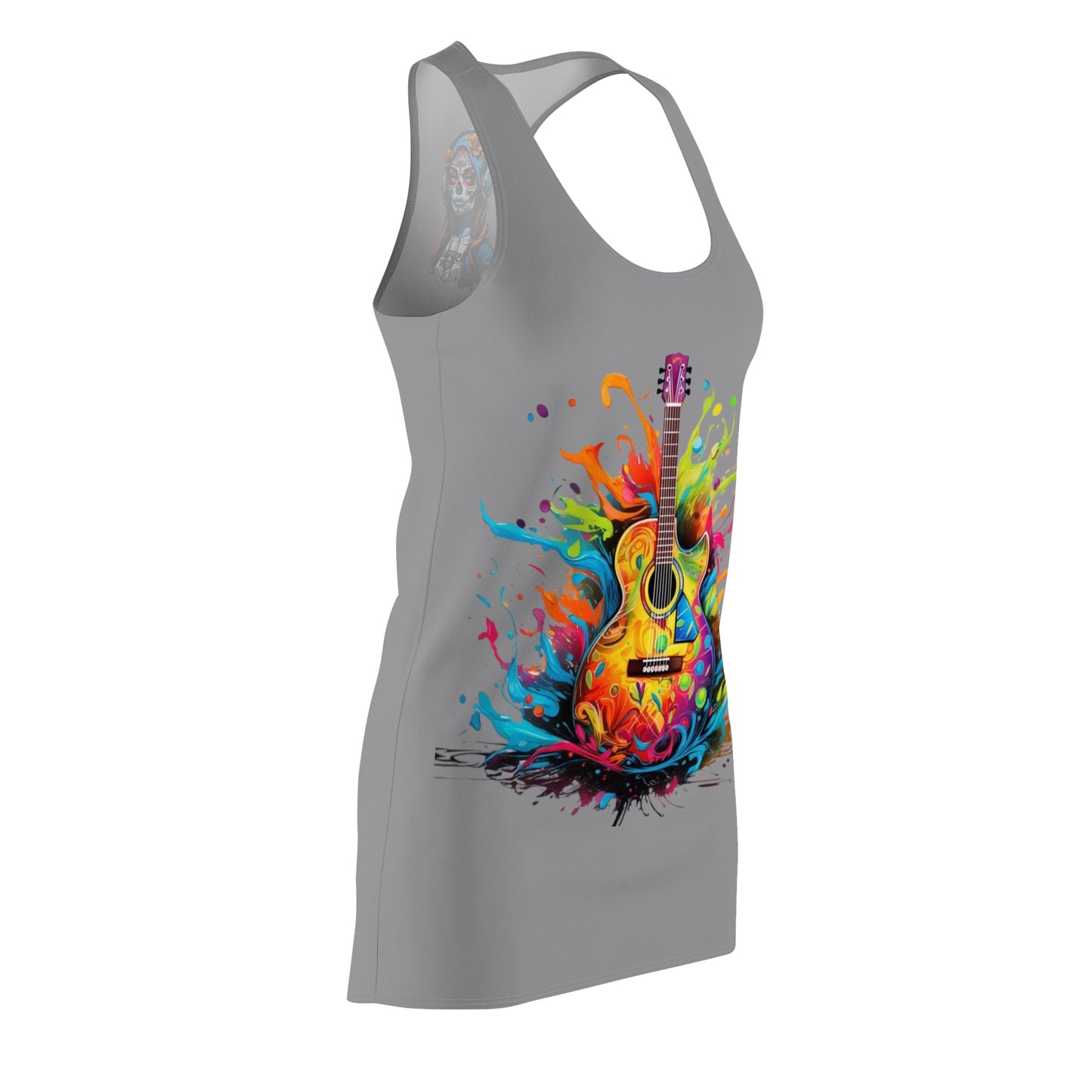 Guitar Women's Cut and Sew Racerback Dress Grey