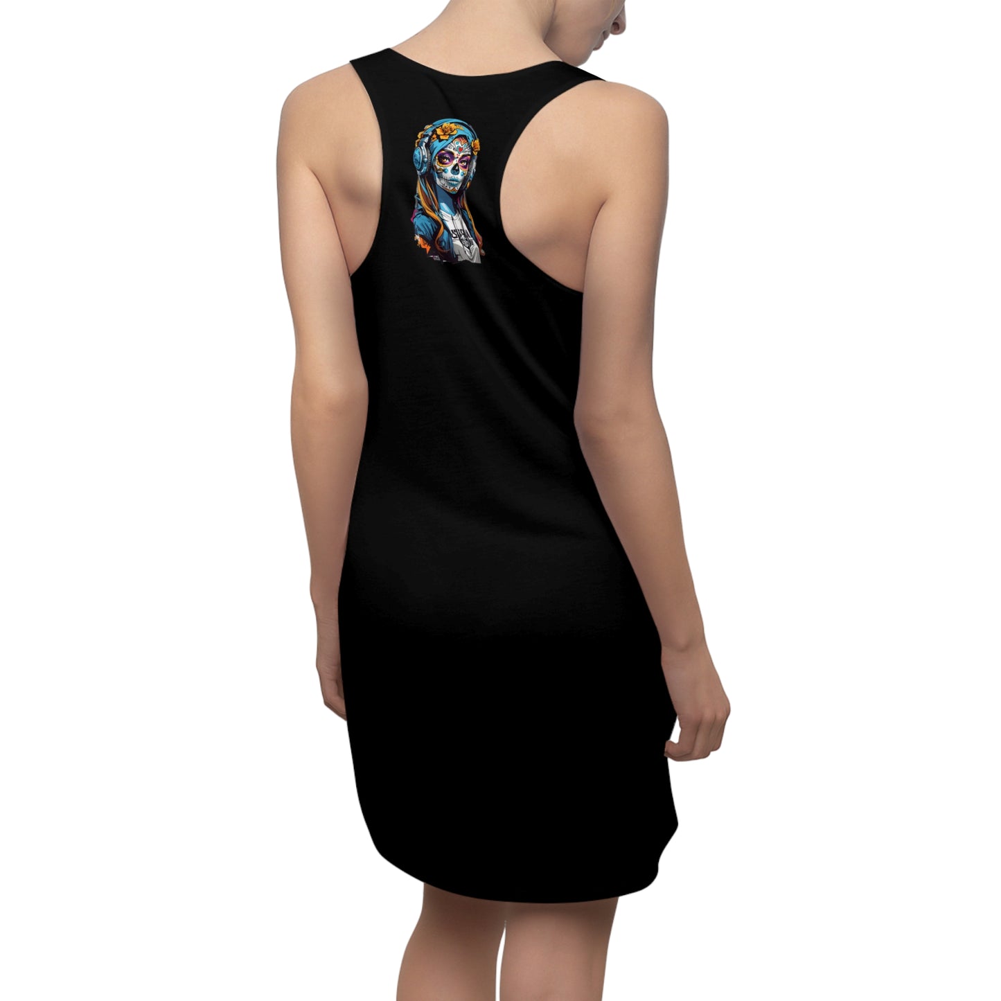 Guitar Women's Cut and Sew Racerback Dress Black