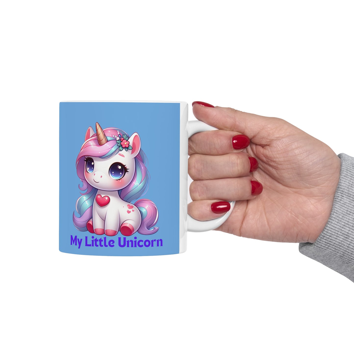 My Little Unicorn Heart Mug 11 Ounces Light Blue