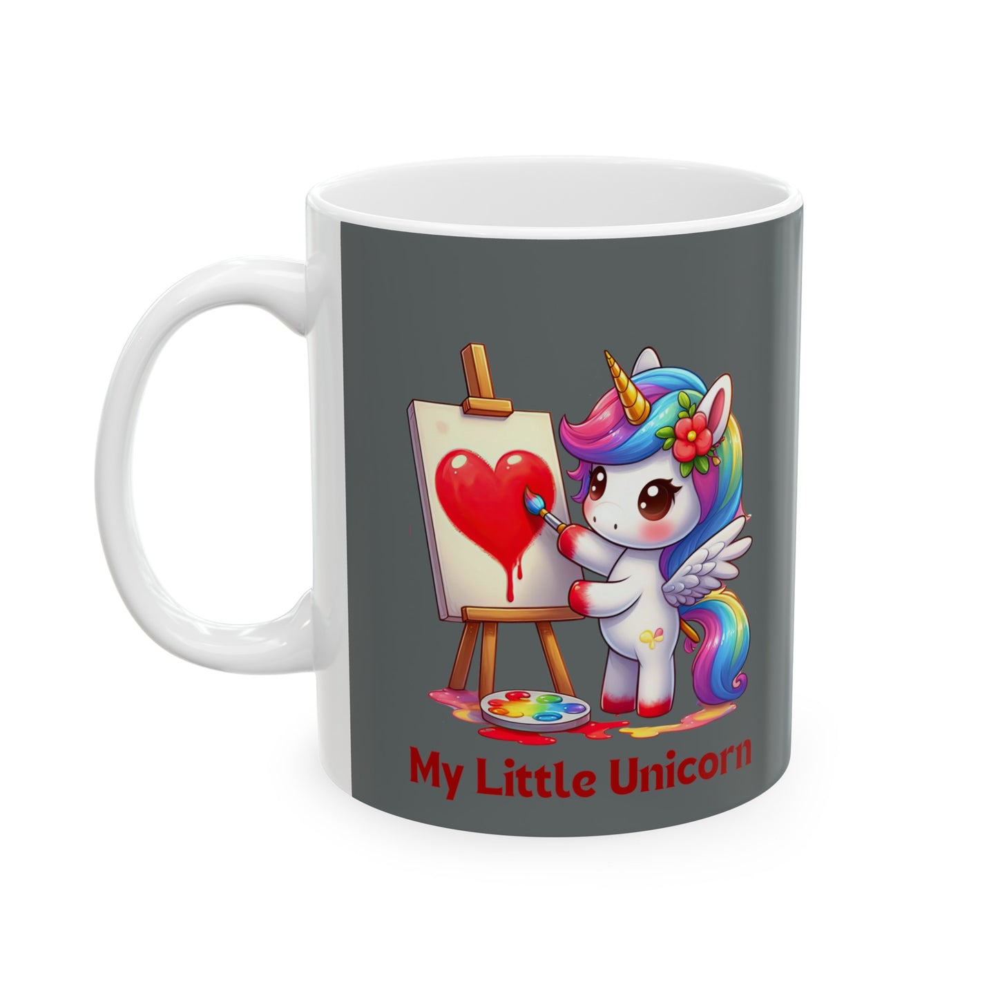 My Little Unicorn Heart Mug 11 Ounces Dark Grey