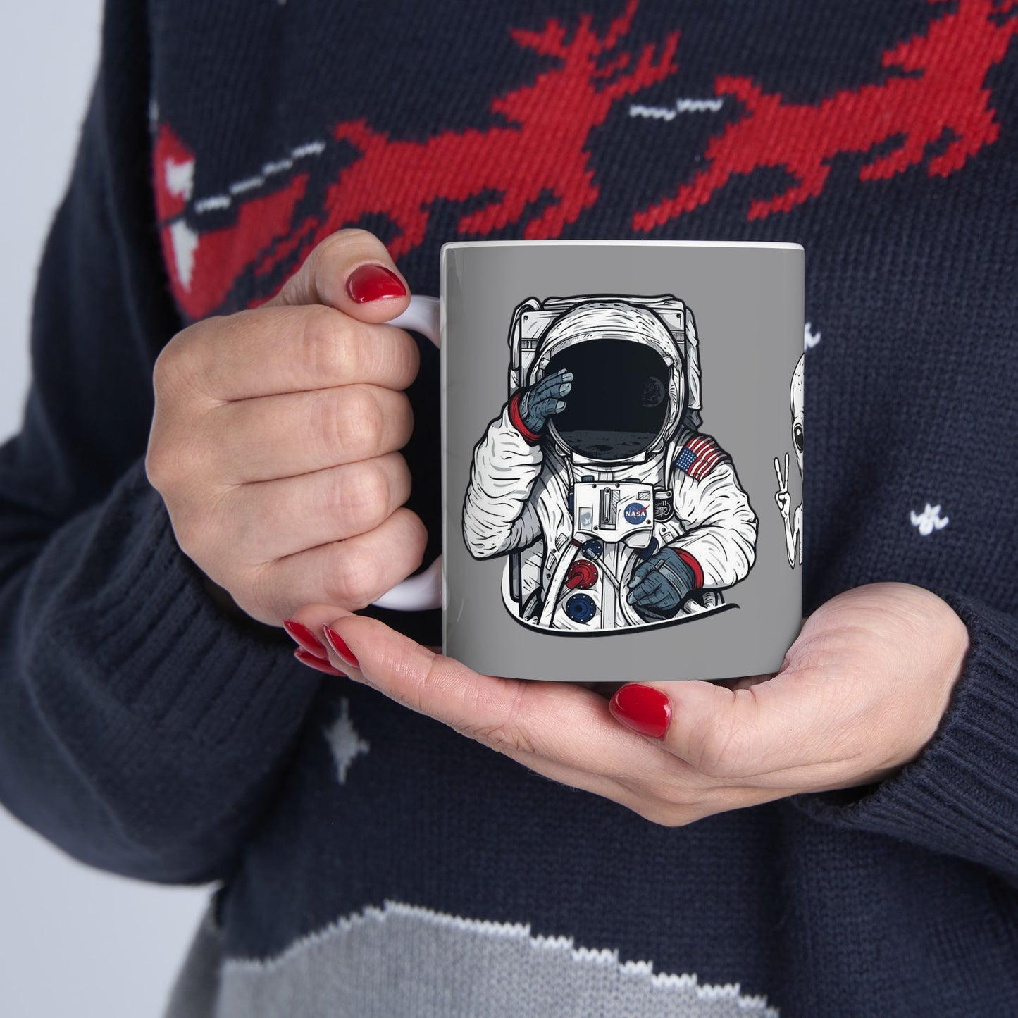 Nasa Alien Mug 11 Ounces Grey