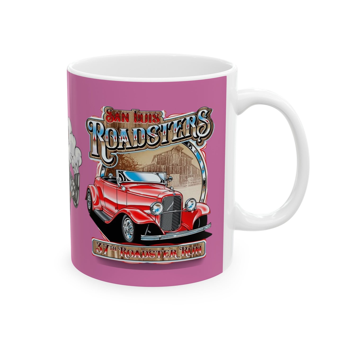 Roadsters Engine Mug 11 Ounces Light Pink