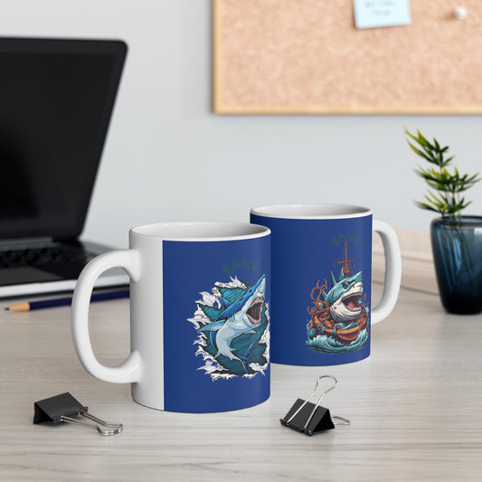 Shark Mug 11 Ounces Dark Blue