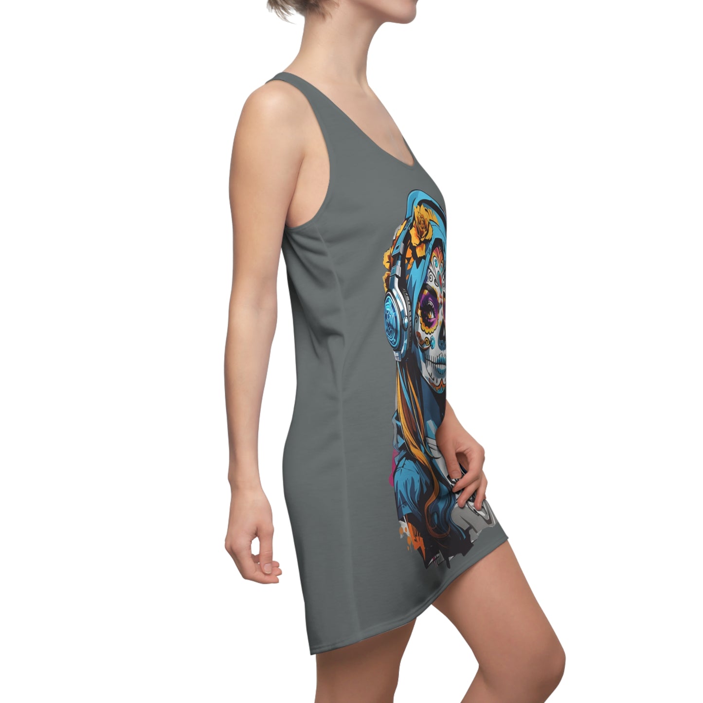 Face Music Women's Cut and Sew Racerback Dress Dark Grey