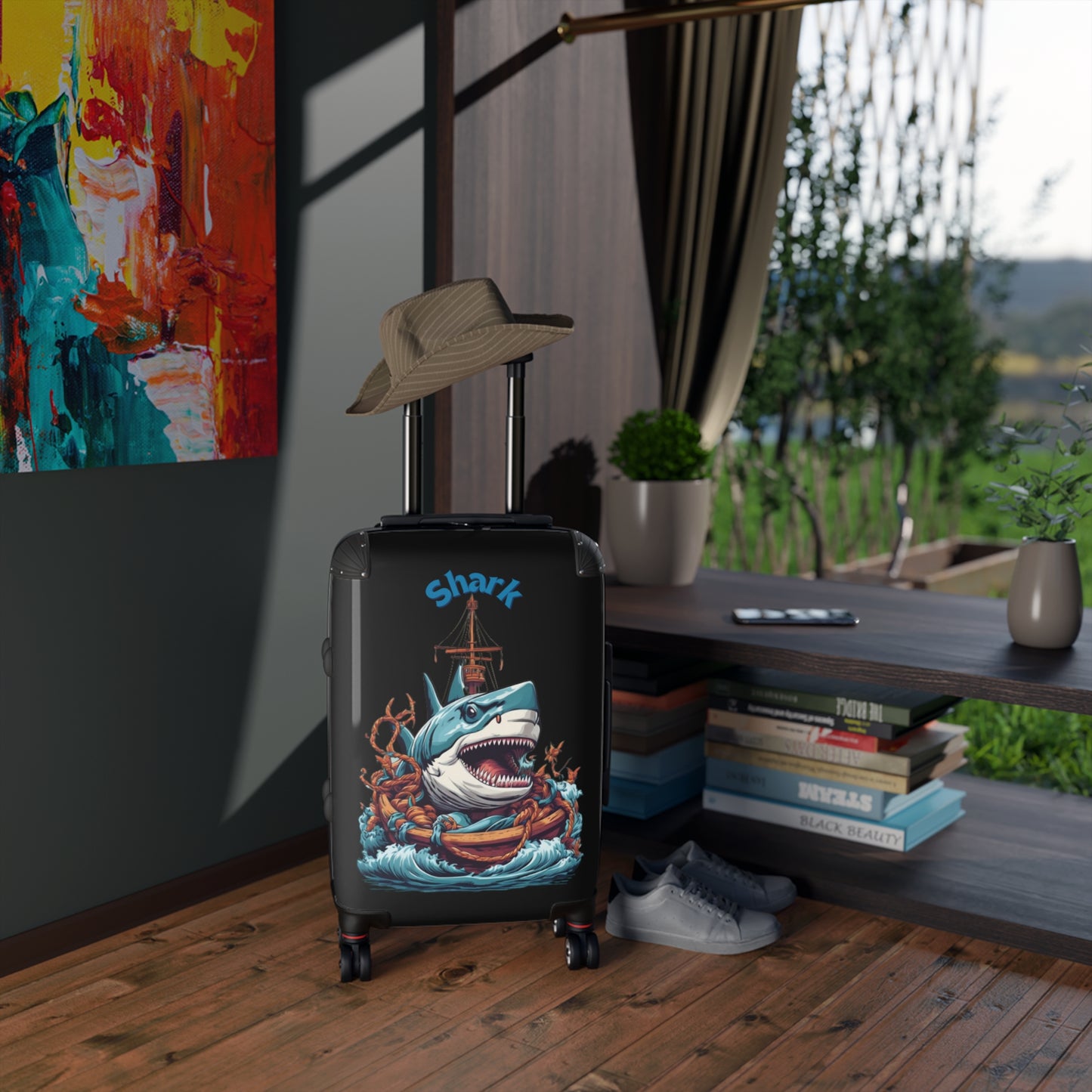 Sailing Shark Suitcase Black