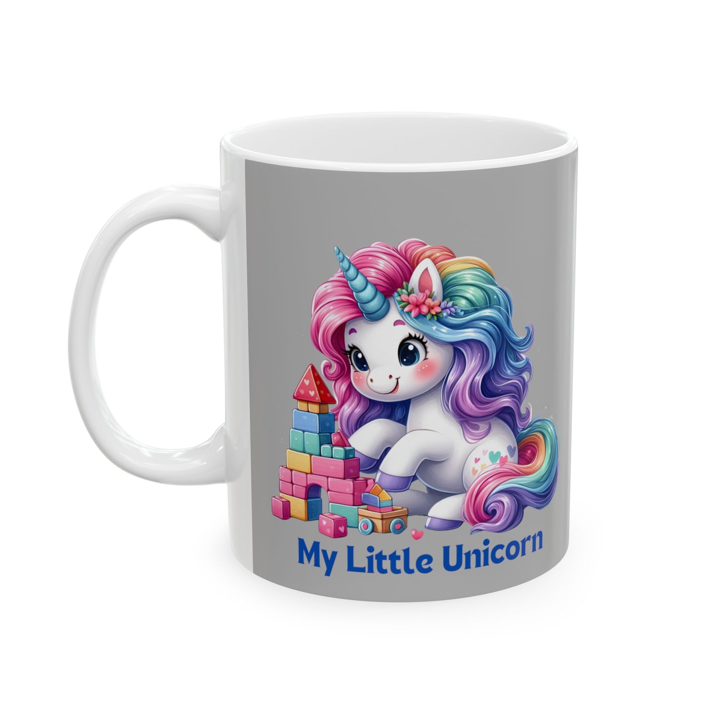 My Little Unicorn Castle Mug 11 Ounces Light Grey