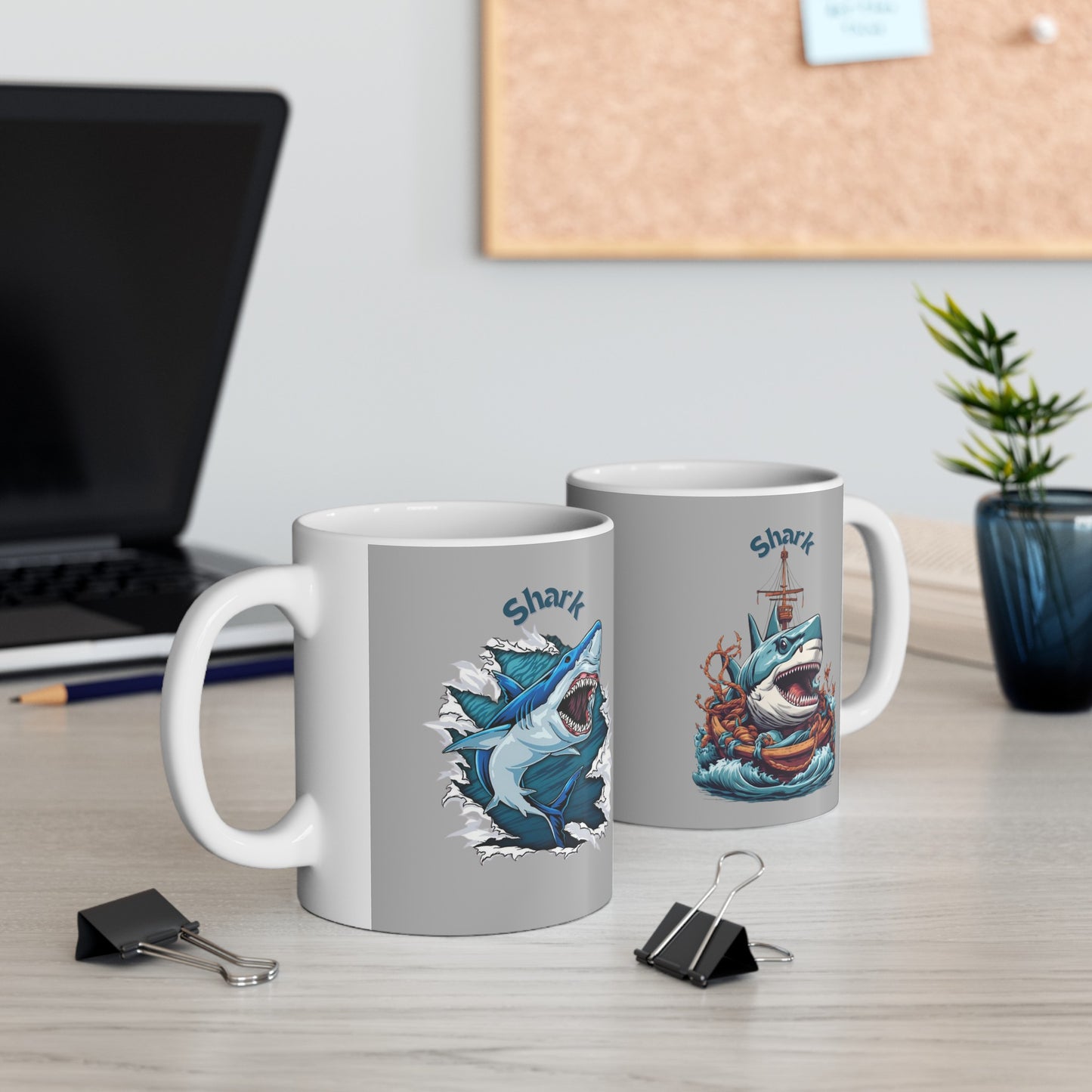 Shark Mug 11 Ounces Light Grey