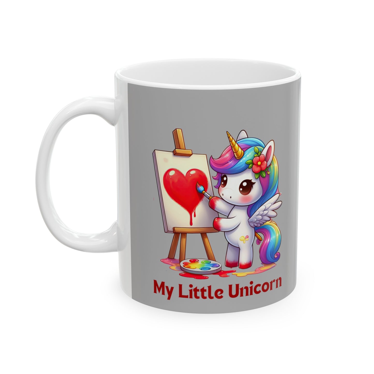 My Little Unicorn Heart Mug 11 Ounces Light Grey