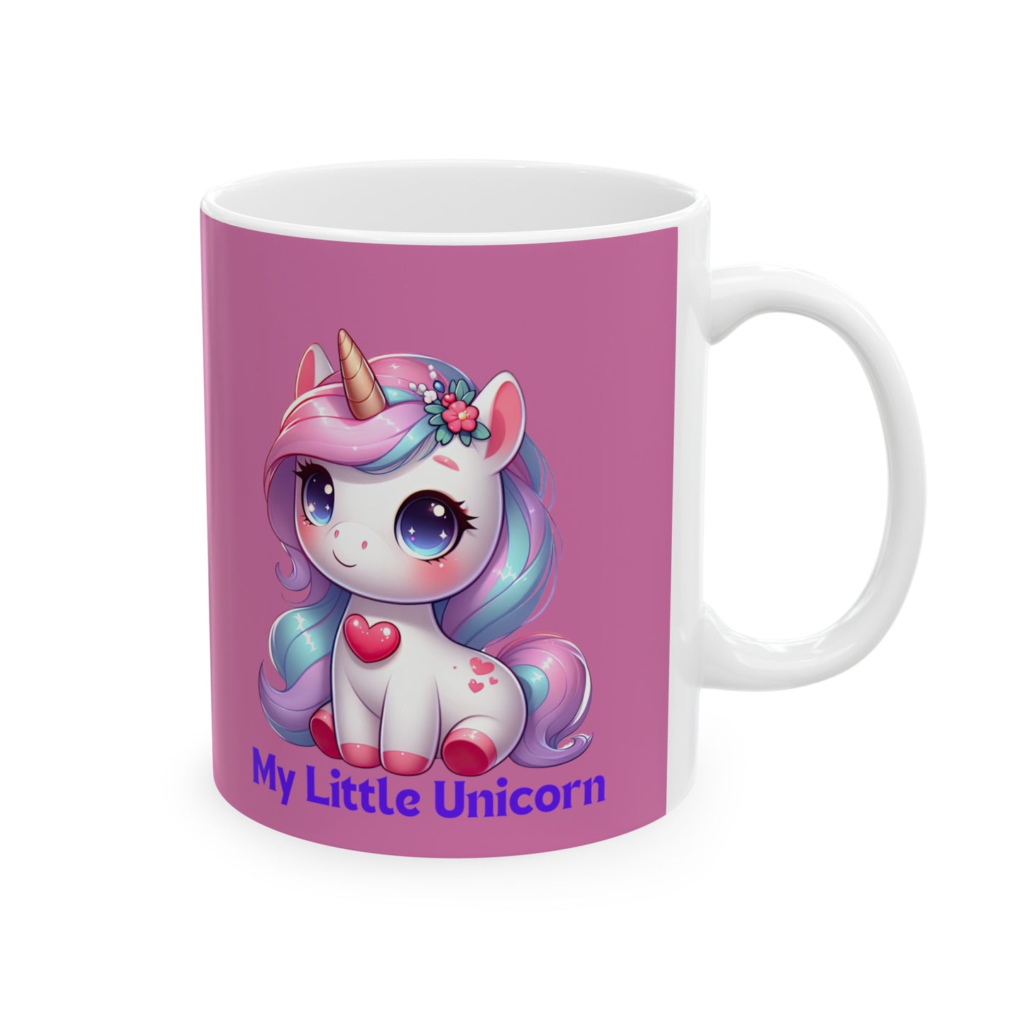 My Little Unicorn Heart Mug 11 Ounces Light Pink