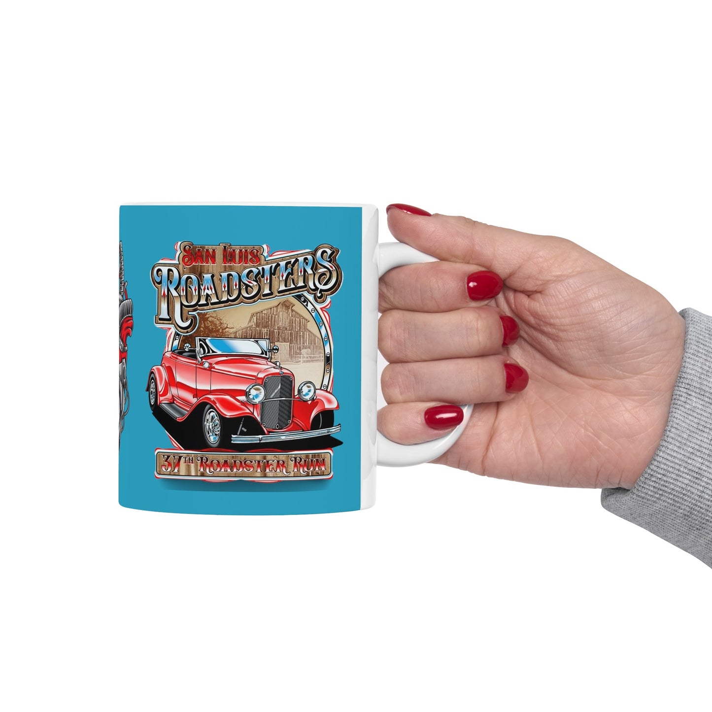 Roadsters Heart Engine Mug 11 Ounces Turquoise