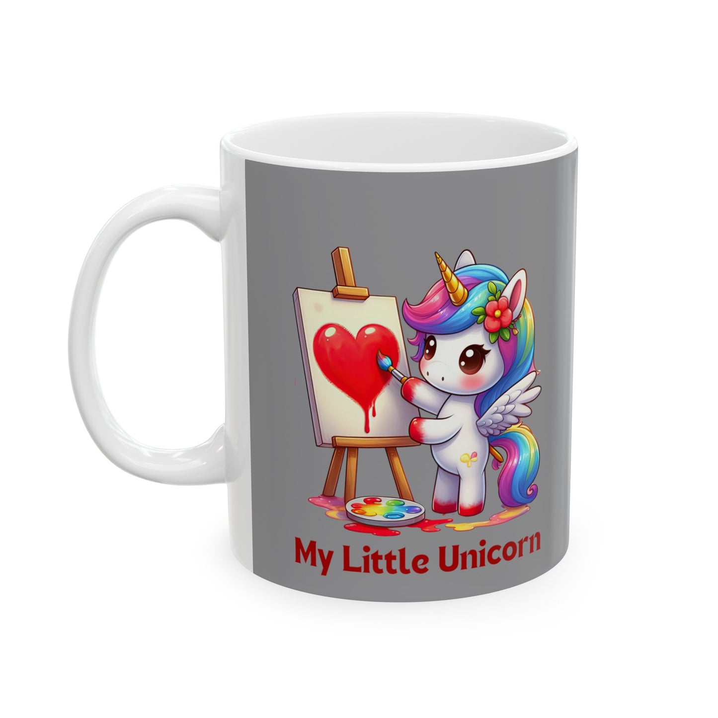 My Little Unicorn Heart Mug 11 Ounces Grey