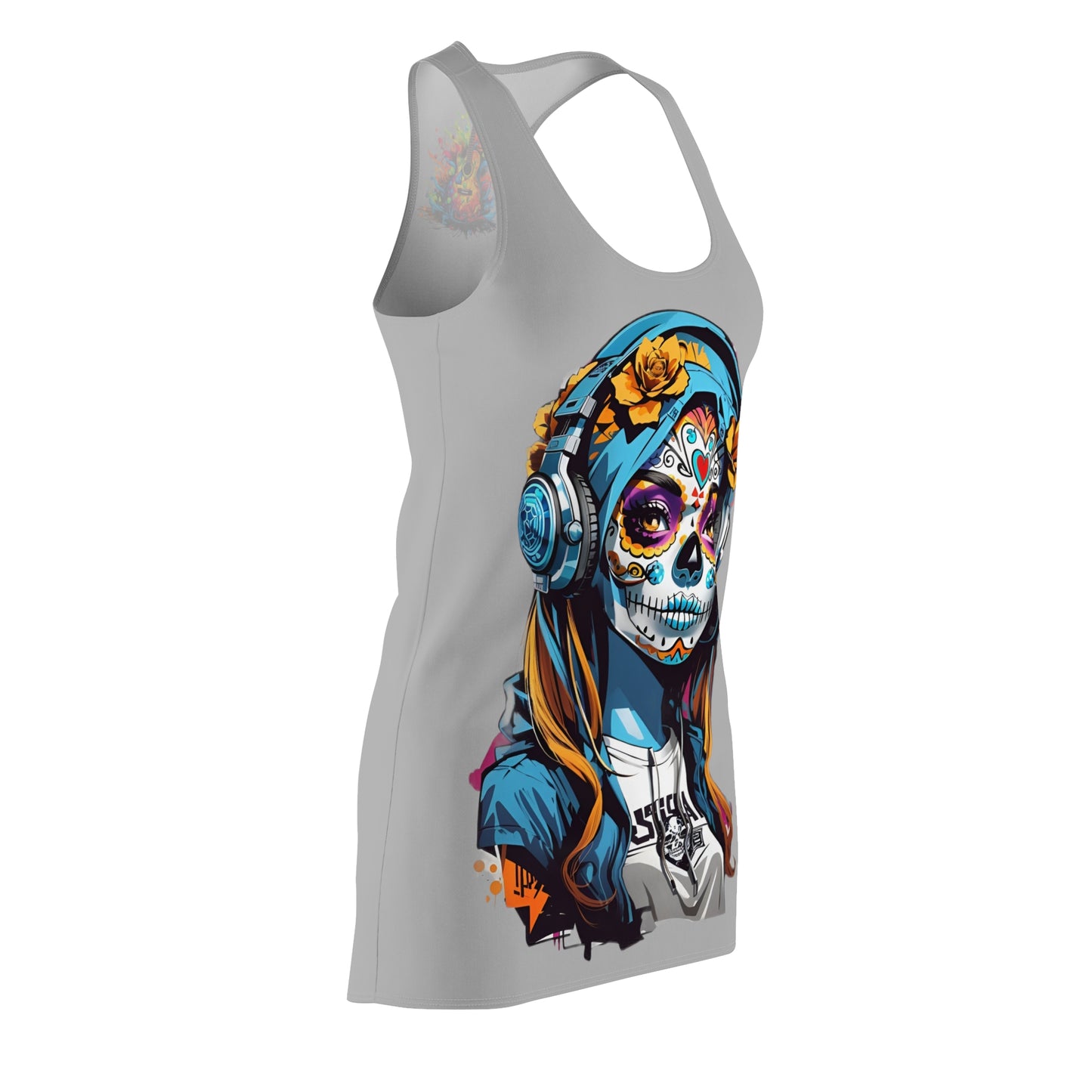 Face Music Women's Cut and Sew Racerback Dress Light Grey